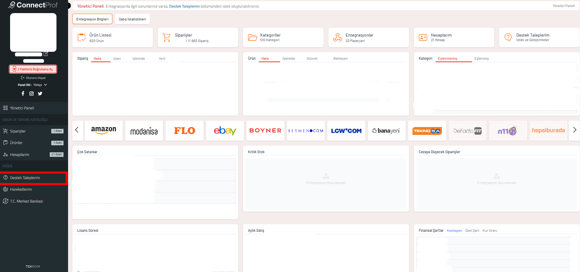 Destek Paneline Erişim