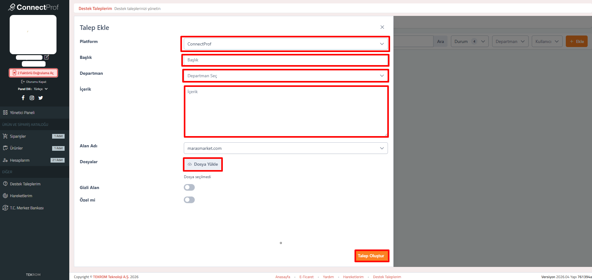 Talep Formu Detayları